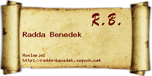 Radda Benedek névjegykártya
